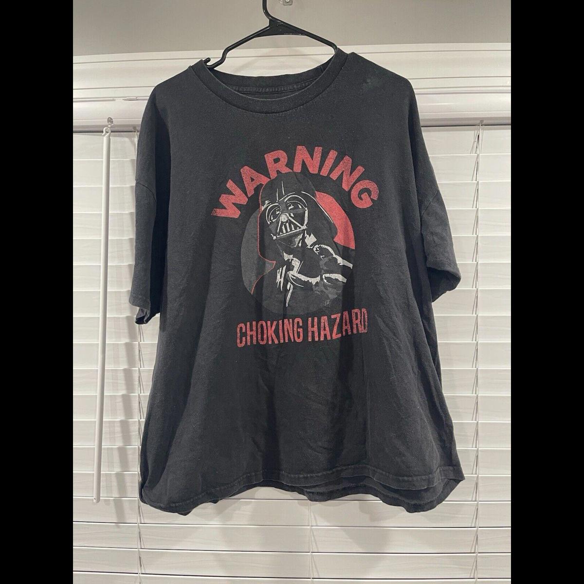 Star Wars Mens T-Shirt - Darth Vader Warning Choking Hazard Image 2xl
